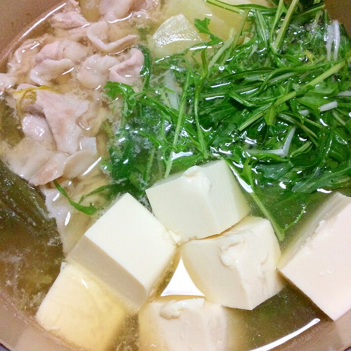 水菜と豚肉の中華だし鍋